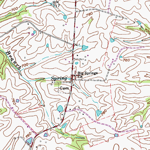 Topographic Map of Big Springs Church, KY