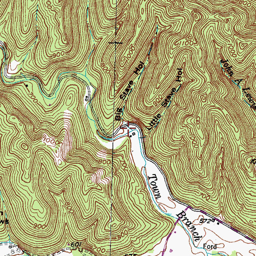 Topographic Map of Big Stave Hollow, KY