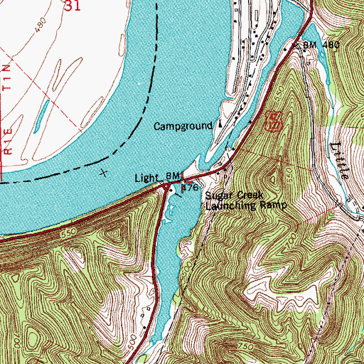 Topographic Map of Big Sugar Creek, KY