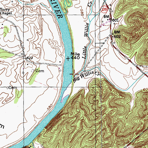 Topographic Map of Big Willis Creek, KY