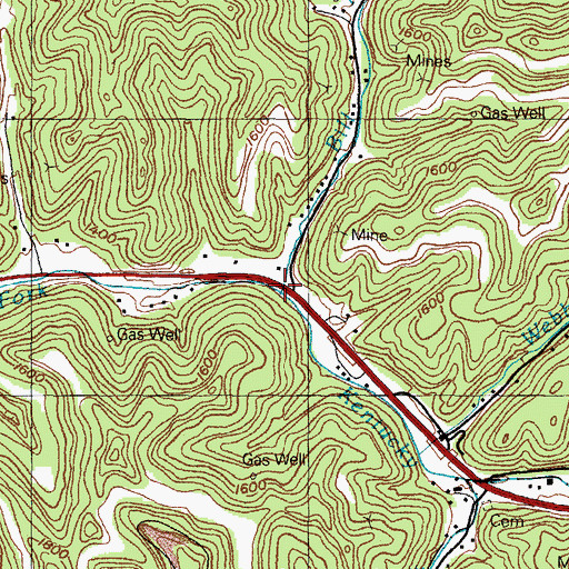 Topographic Map of Bill Moore Branch, KY