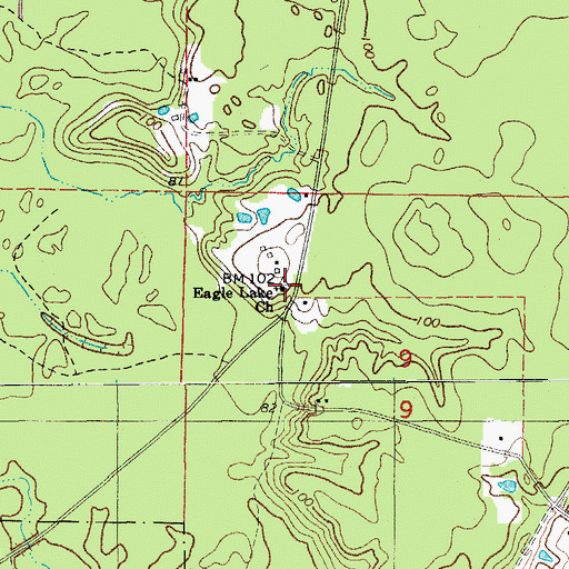 Topographic Map of Eagle Lake Church, AR