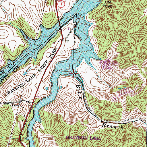 Topographic Map of Bills Branch, KY