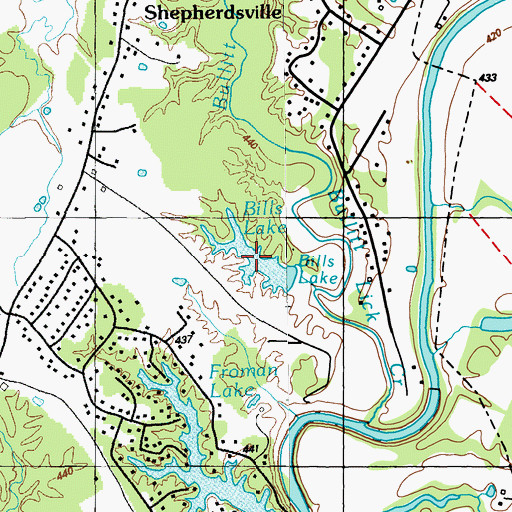 Topographic Map of Bills Lake, KY