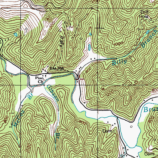 Topographic Map of Billy Branch, KY