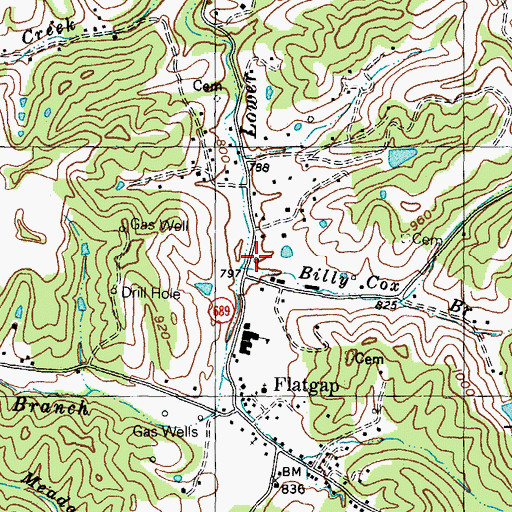 Topographic Map of Billy Cox Branch, KY