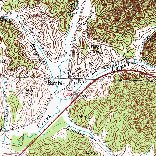 Topographic Map of Bimble, KY