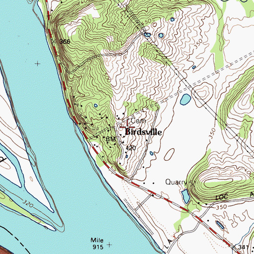 Topographic Map of Birdsville, KY