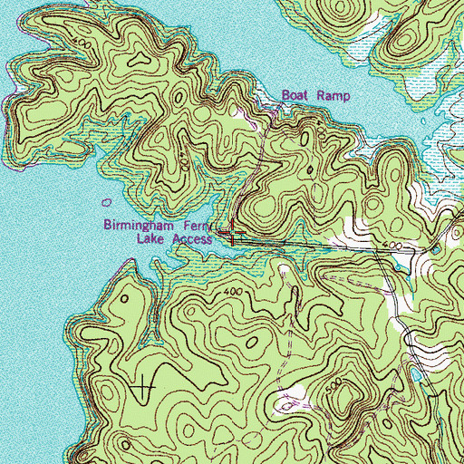 Topographic Map of Birmingham Ferry Recreation Area, KY