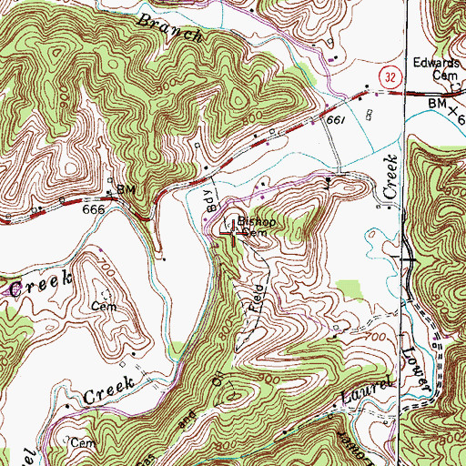Topographic Map of Bishop Cemetery, KY
