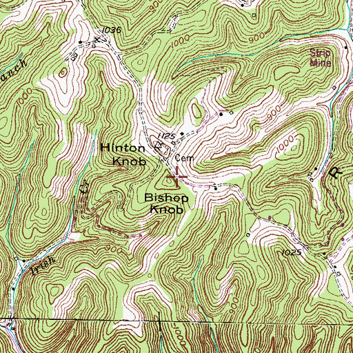 Topographic Map of Bishop Knob, KY