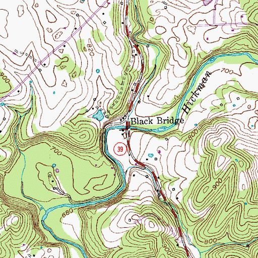 Topographic Map of Black Bridge, KY