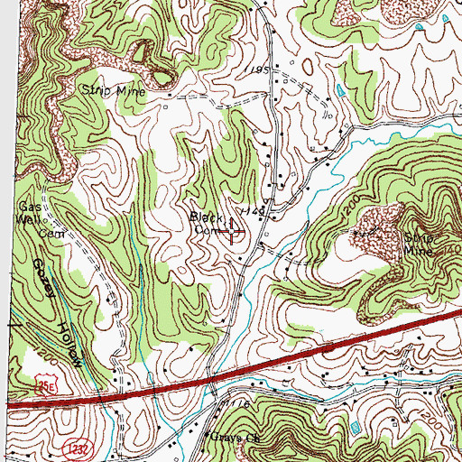 Topographic Map of Black Cemetery, KY