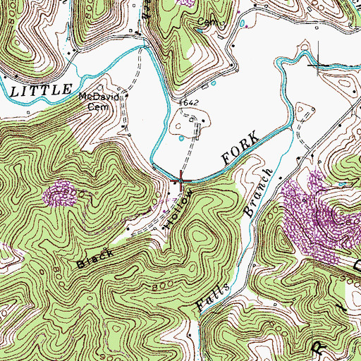 Topographic Map of Black Hollow, KY