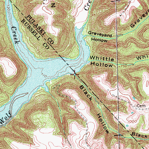 Topographic Map of Black Hollow, KY