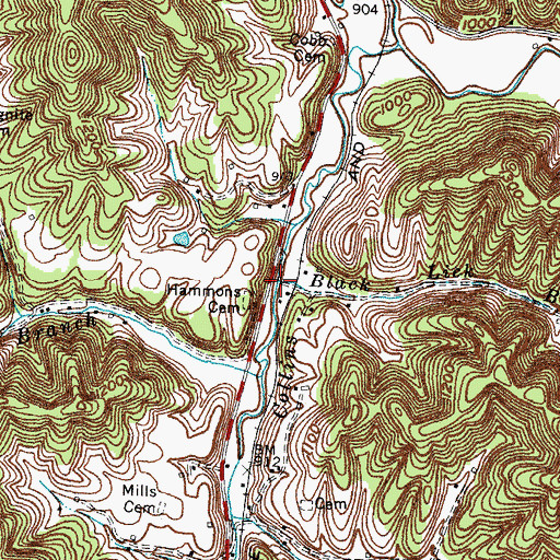 Topographic Map of Black Lick Branch, KY