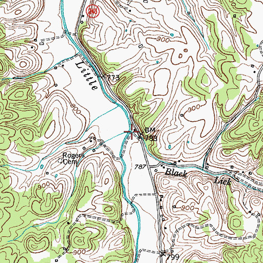 Topographic Map of Black Lick Branch, KY