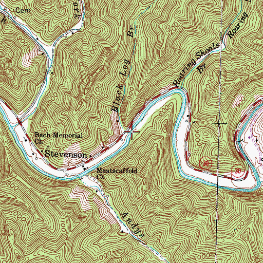 Topographic Map of Black Log Branch, KY