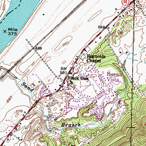 Topographic Map of Black Oak Church, KY