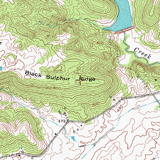 Topographic Map of Black Sulphur Ridge, KY