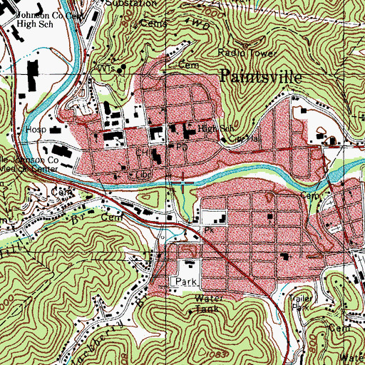Topographic Map of Blackberry Branch, KY