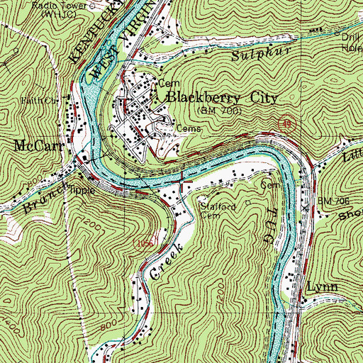 Topographic Map of Blackberry Creek, KY