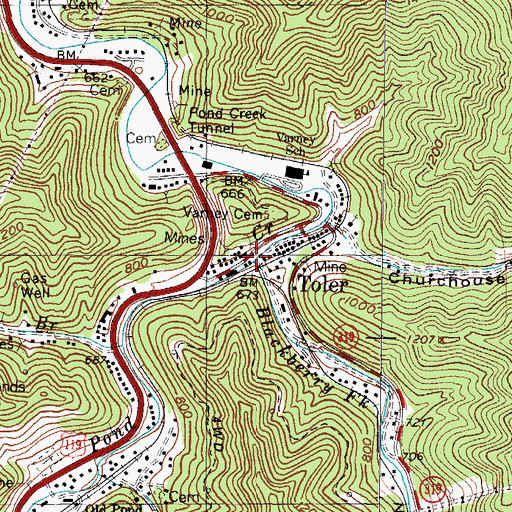 Topographic Map of Blackberry Fork, KY