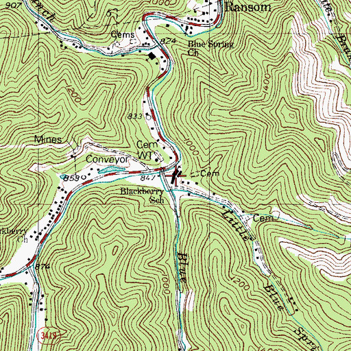 Topographic Map of Blackberry School, KY