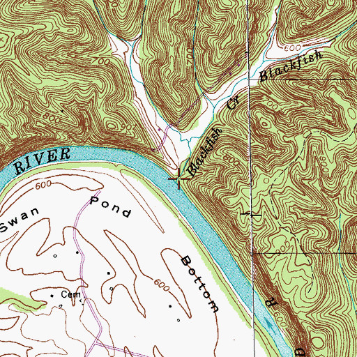 Topographic Map of Blackfish Creek, KY