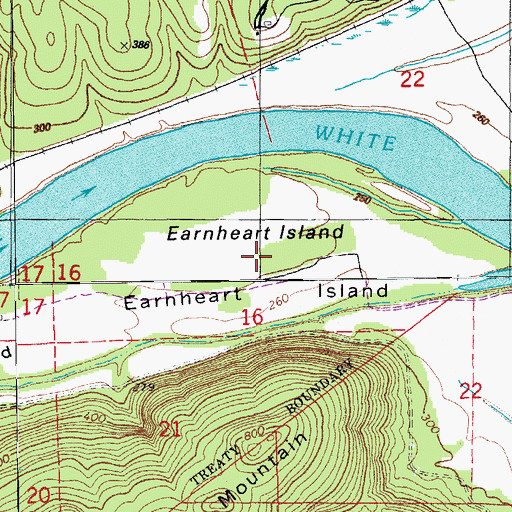 Topographic Map of Earnheart Island, AR