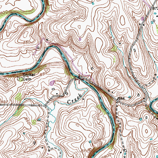 Topographic Map of Blacks Creek, KY