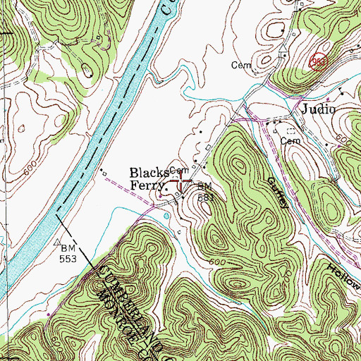 Topographic Map of Blacks Ferry, KY