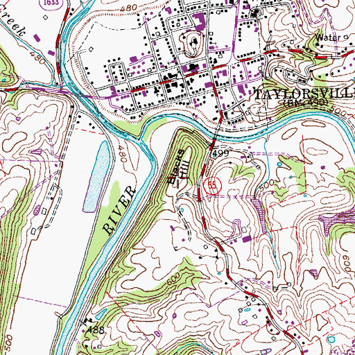 Topographic Map of Blacks Hill, KY