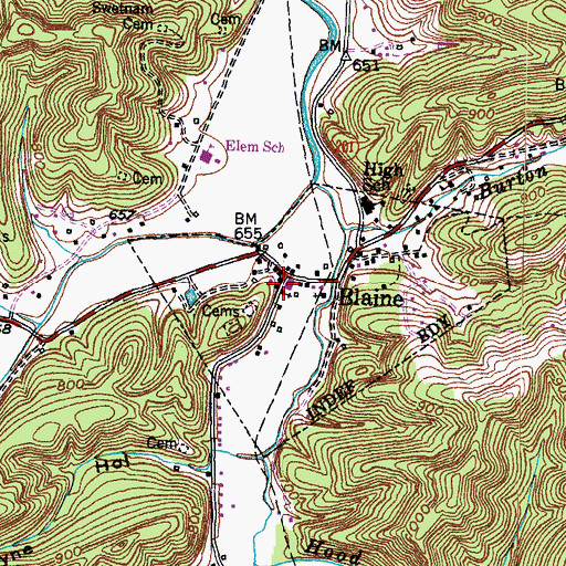 Topographic Map of Blaine, KY
