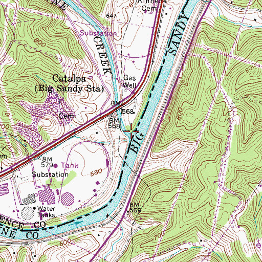 Topographic Map of Blaine Creek, KY