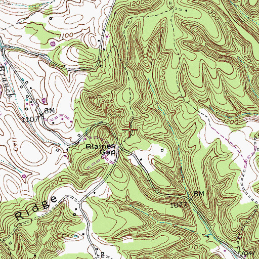 Topographic Map of Blaines Gap, KY
