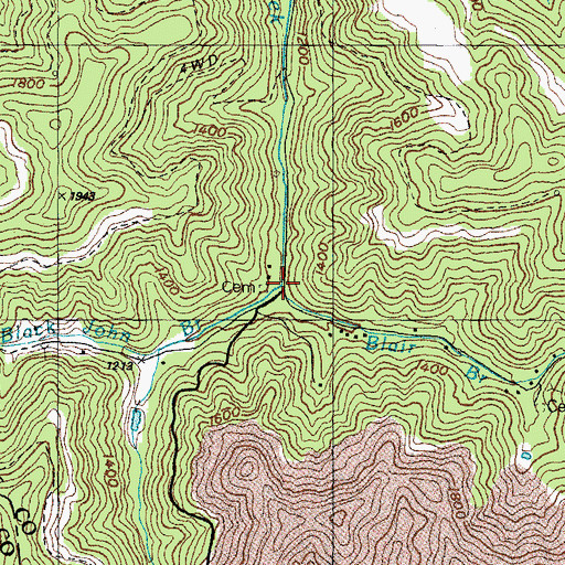 Topographic Map of Blair Branch, KY