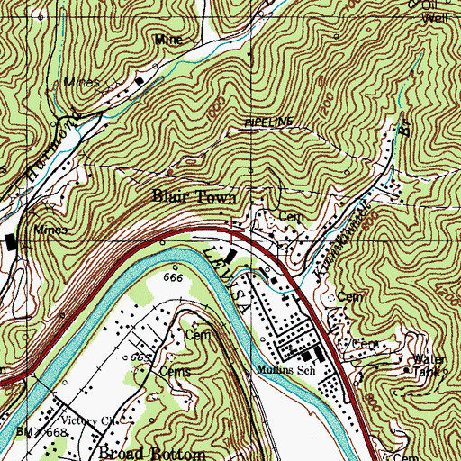 Topographic Map of Blair Town, KY