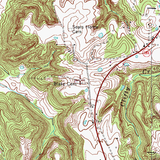 Topographic Map of Blake Cemetery, KY
