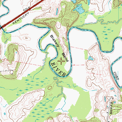Topographic Map of Blakely Bend, KY