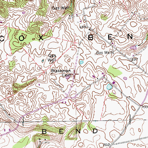 Topographic Map of Blakeman Cemetery, KY
