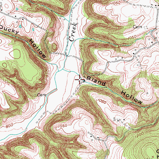 Topographic Map of Bland Hollow, KY