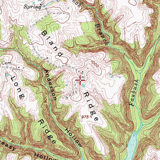 Topographic Map of Bland Ridge, KY