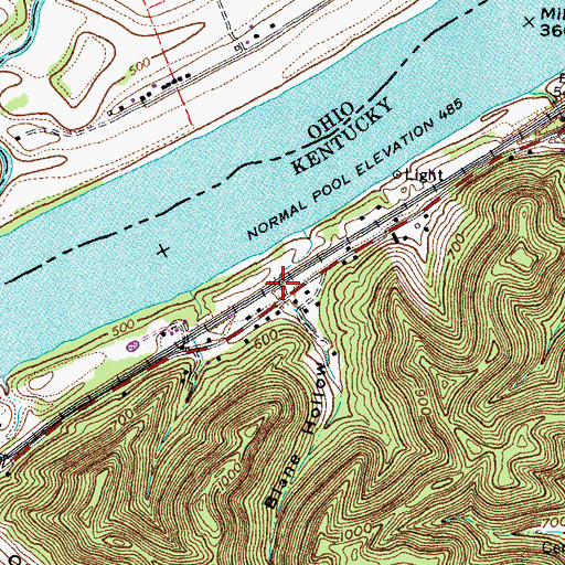 Topographic Map of Blane Hollow, KY