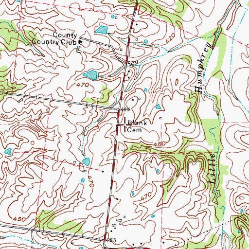 Topographic Map of Blank Cemetery, KY
