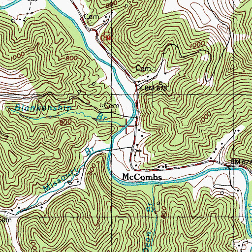 Topographic Map of Blankenship Branch, KY