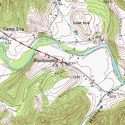 Topographic Map of Blankenship Church, KY