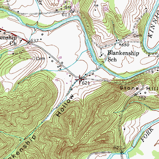 Topographic Map of Blankenship Hollow, KY