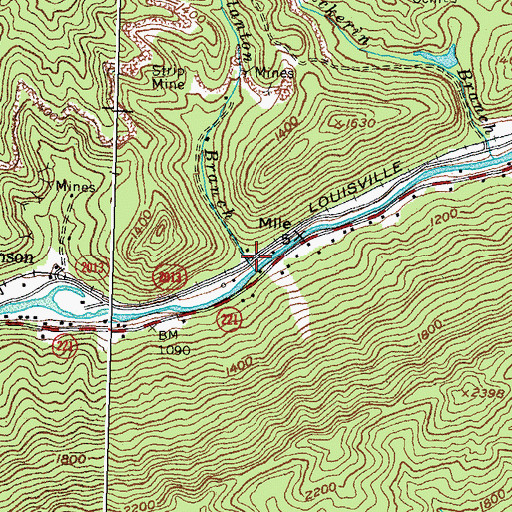Topographic Map of Blanton Branch, KY