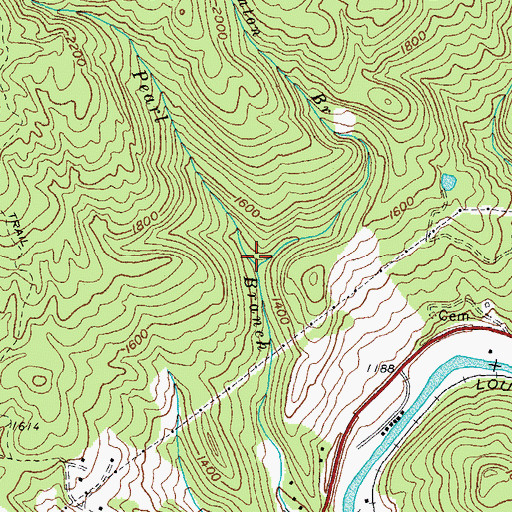Topographic Map of Blanton Branch, KY